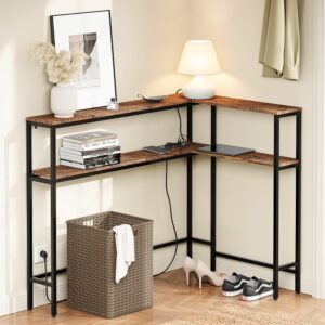Eckkonsole mit Steckdose Braun 120×80×101 cm FSB105-E-N 120x101x80cm Spanplatte Braun SoBuy Möbel Wohnzimmermöbel Konsolentische