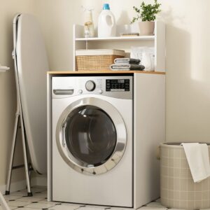 wohnli-moebel-suche-M26160639-1 Waschmaschinenhöhenversteller Weiß 65×60×126 cm BZR224-WN 65x126x60cm Spanplatte Weiß SoBuy Möbel Badezimmermöbel Badezimmerregale