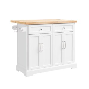 Wohnli Möbelsuche - 2er-Set Kücheninsel mit ausziehbarer Platte Weiß 115×71×93