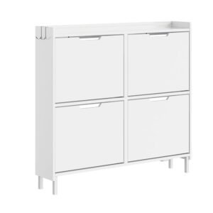 wohnli-moebel-suche-M26160671 Wohnli Möbelsuche - Schuhschrank mit 4 klappbaren Türen Weiß 100×19×93 cm