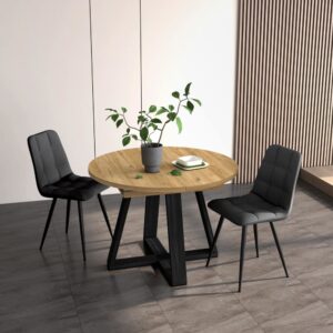 Ausziehbarer Esstisch Holzeffekt eiche 103x103x73cm 103x73x103cm Spanplatte Beige Skraut home Möbel Esszimmermöbel Esstische