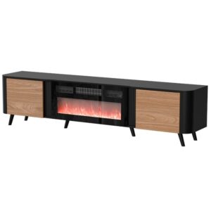 wohnli-moebel-suche-M26161921 Wohnli Möbelsuche - TV-Schrank – Schwarz und Holz 200 cm – leuchtender und beheizter Kamin