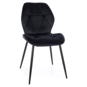 wohnli-moebel-suche-M26161924 Wohnli Möbelsuche - Stuhl aus schwarzem Polyester-Samt mit Gestell aus mattschwarzem Stahl