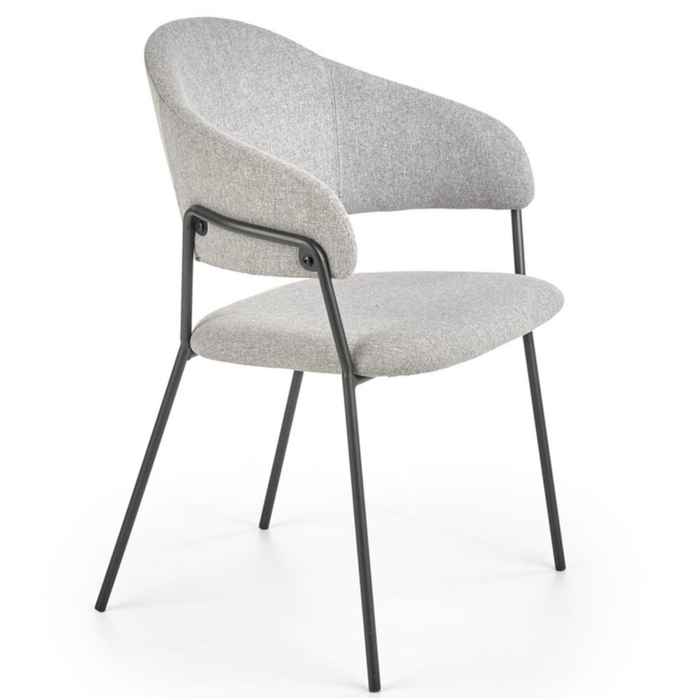 wohnli-moebel-suche-M26161925 Wohnli Möbelsuche - Designerstuhl aus hellgrauem Polyestergewebe und schwarzem Stahl