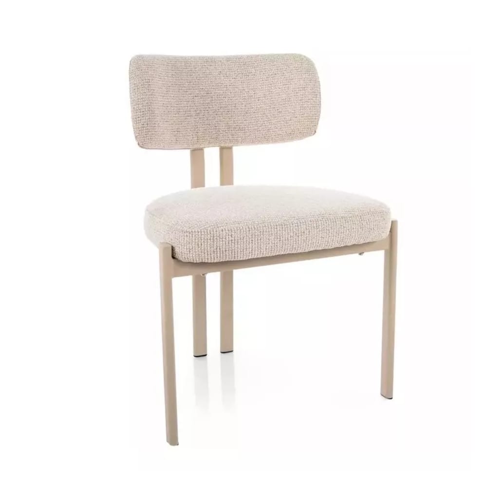 wohnli-moebel-suche-M26161926 Wohnli Möbelsuche - Designerstuhl aus beige meliertem Polyester-Stoff mit Stahlbeinen
