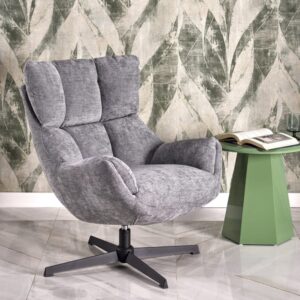wohnli-moebel-suche-M26161936-1 Design-Drehsessel aus grauem Polyestergewebe 79x87x70cm Stoff Grau MSO Sofas und Sessel Sessel, Poufs und Fußbänke Sessel