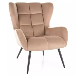 wohnli-moebel-suche-M26161937 Wohnli Möbelsuche - Sessel aus beigem Polyester-Stoff mit gepolsterter Rückenlehne