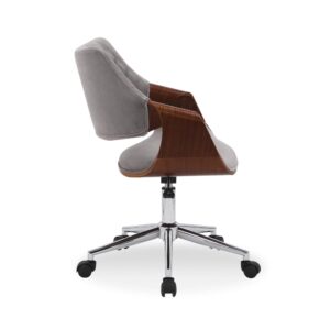 wohnli-moebel-suche-M26161944-1 Bürostuhl in grauem Samt- und Walnuss-Look mit Rollen 64x80x58cm Samt Grau MSO Möbel Büromöbel Bürostühle