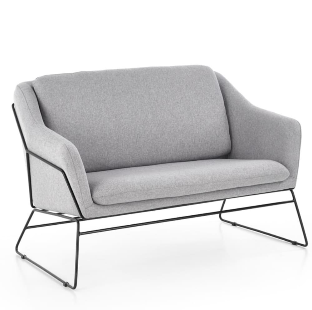 Wohnli Möbelsuche - Bequemes Sofa aus Stahl und grauem Polyestergewebe
