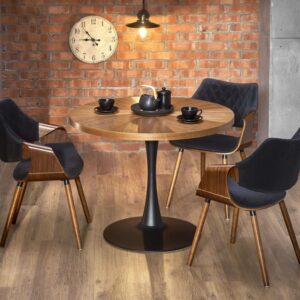 wohnli-moebel-suche-M26161963-1 Designerstuhl im Retro-Stil in Schwarz und Holz 55x77x56cm Stoff Schwarz MSO Möbel Esszimmermöbel Stühle