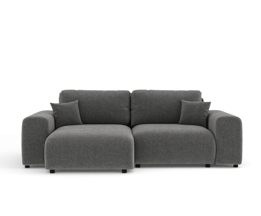 4-Sitzer Ecksofa aus Chenille-Stoff - grau 144x79x237cm Stoff Grau Maison de Reve Sofas und Sessel Sofas Ecksofas