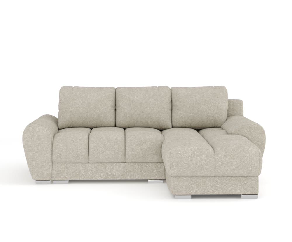 4-Sitzer Ecksofa aus Chenille-Stoff - beige grau 175x90x256cm Stoff Beige Maison de Reve Sofas und Sessel Sofas Ecksofas