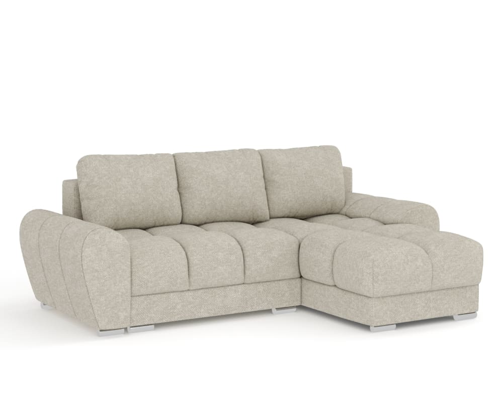 Wohnli Möbelsuche - 4-Sitzer Ecksofa aus Chenille-Stoff - beige grau