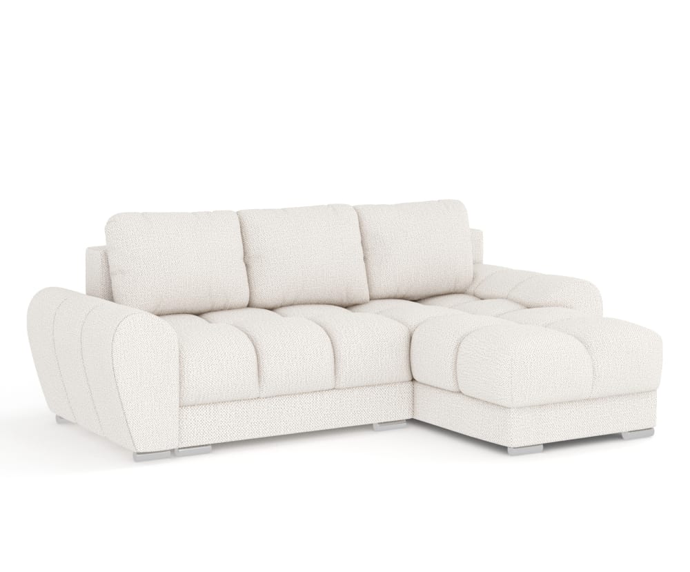 Wohnli Möbelsuche - 4-Sitzer Ecksofa aus Chenille-Stoff - creme