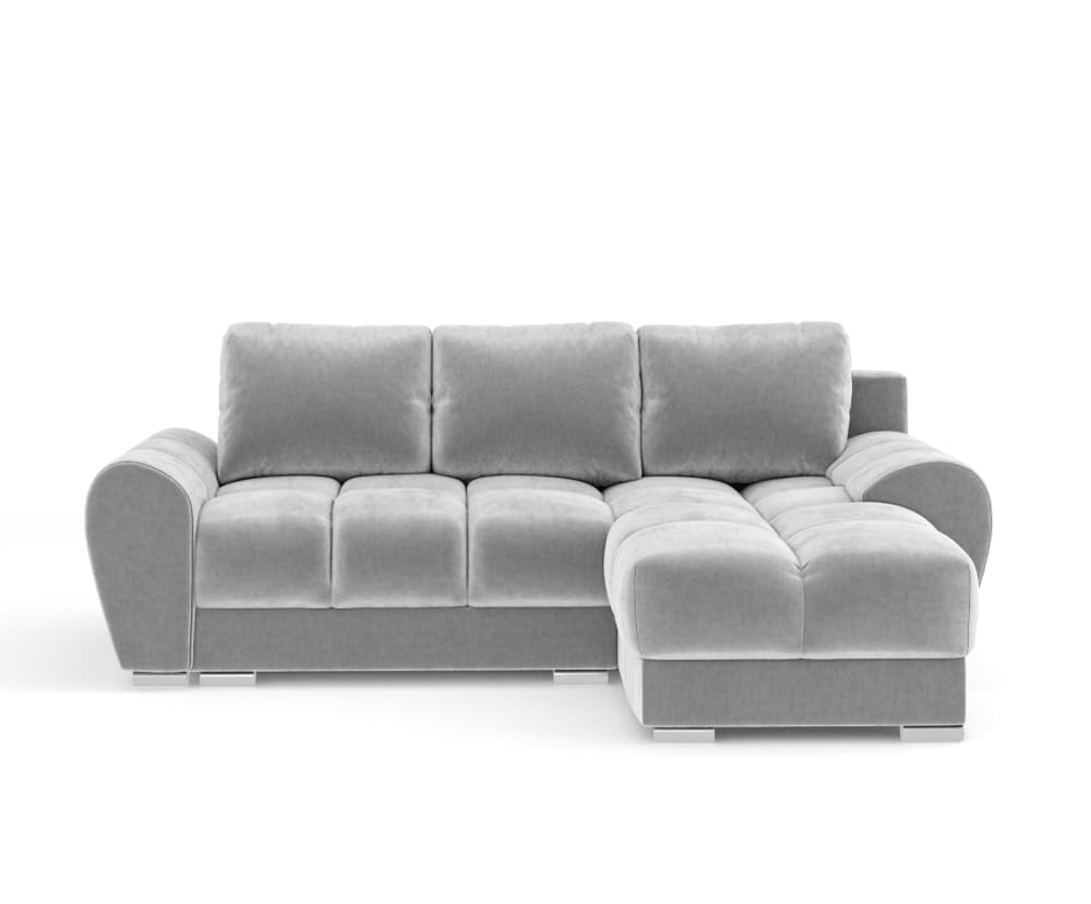 4-Sitzer Ecksofa aus Samtstoff - hellgrau 175x90x256cm Stoff Grau Maison de Reve Sofas und Sessel Sofas Ecksofas
