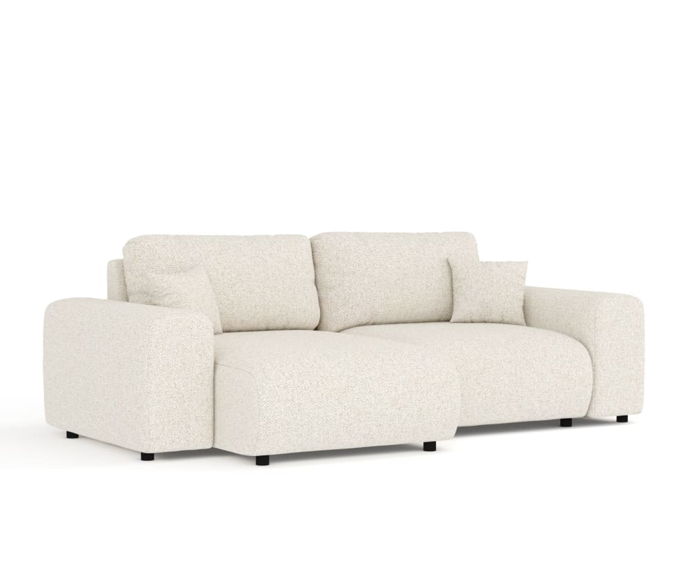 Wohnli Möbelsuche - 4-Sitzer Ecksofa aus Boucle-Stoff - creme