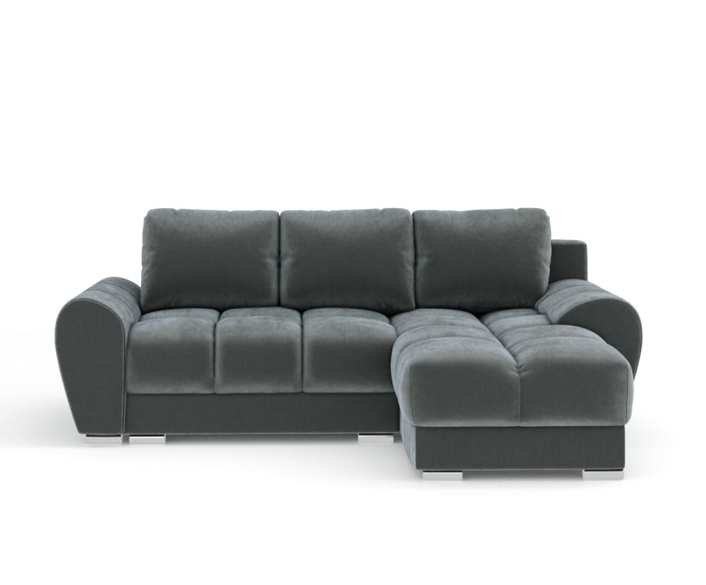 4-Sitzer Ecksofa aus Samtstoff - grau 175x90x256cm Stoff Grau Maison de Reve Sofas und Sessel Sofas Ecksofas