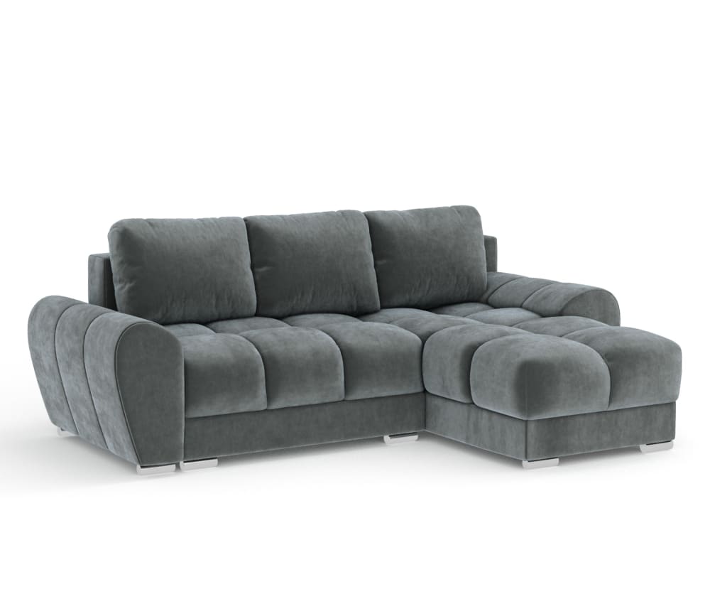 Wohnli Möbelsuche - 4-Sitzer Ecksofa aus Samtstoff - grau