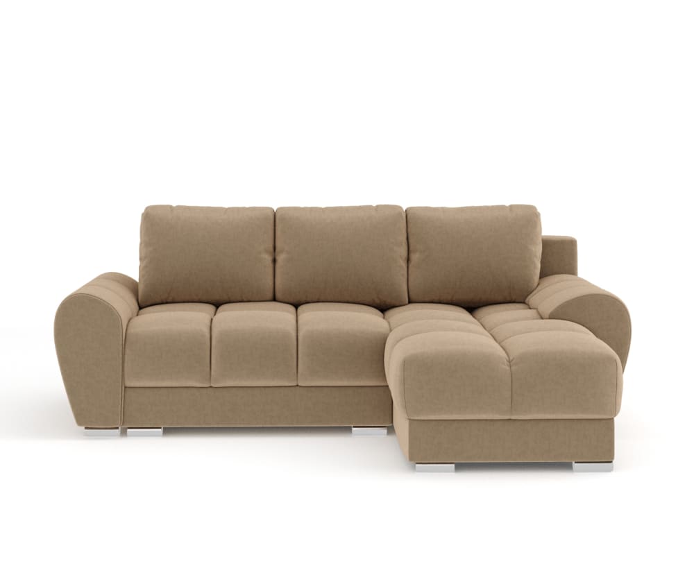 4-Sitzer Ecksofa aus Samtstoff - beige 175x90x256cm Stoff Beige Maison de Reve Sofas und Sessel Sofas Ecksofas