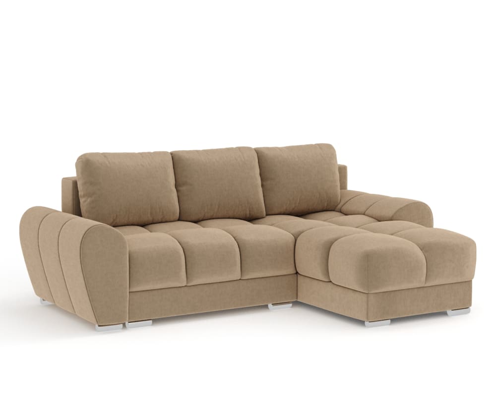 Wohnli Möbelsuche - 4-Sitzer Ecksofa aus Samtstoff - beige