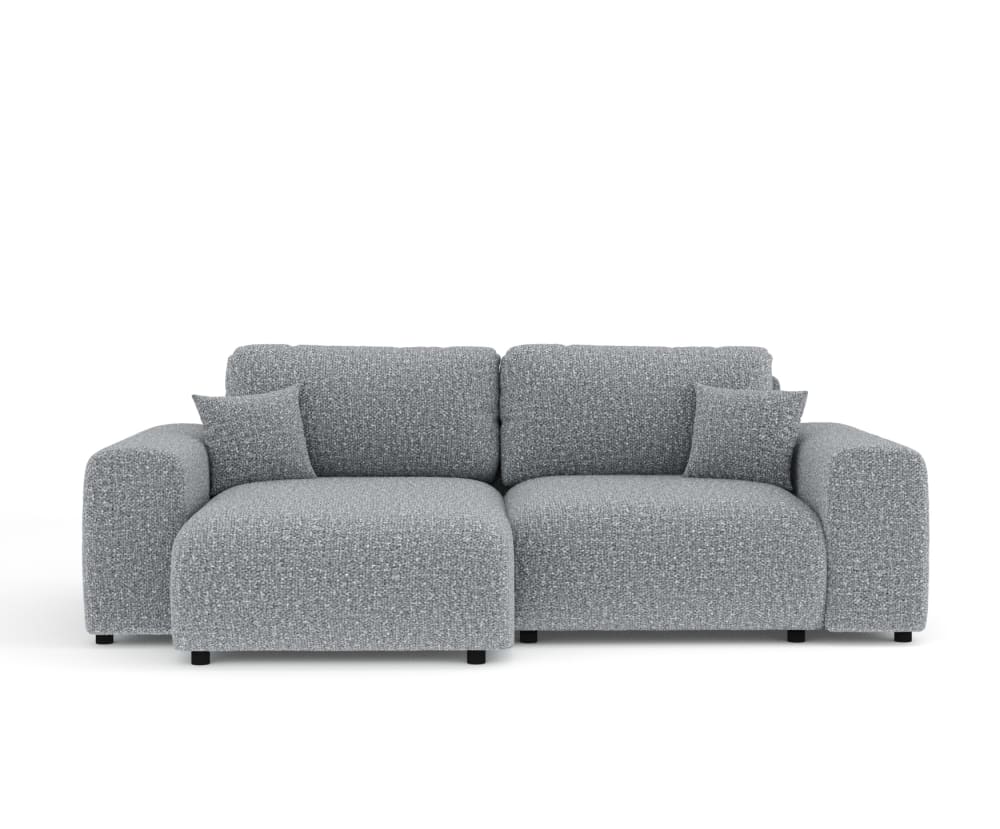4-Sitzer Ecksofa aus Boucle-Stoff - grau 144x79x237cm Stoff Grau Maison de Reve Sofas und Sessel Sofas Ecksofas