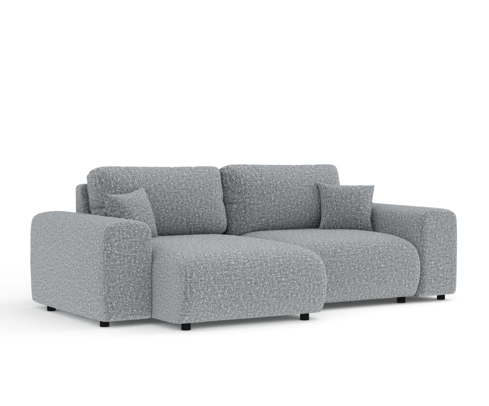 Wohnli Möbelsuche - 4-Sitzer Ecksofa aus Boucle-Stoff - grau