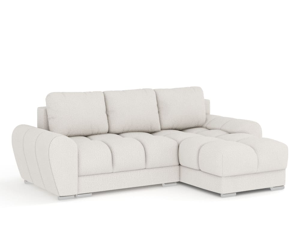 Wohnli Möbelsuche - 4-Sitzer Ecksofa aus Chenille-Stoff - beige