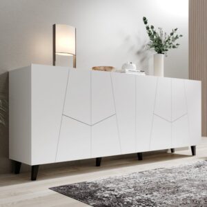 wohnli-moebel-suche-M26162380-1 Designer-Sideboard mattweiß 200cm 200x82x200cm Holz Weiß MSO Möbel Esszimmermöbel Sideboards, Highboards & niedrige Anrichten
