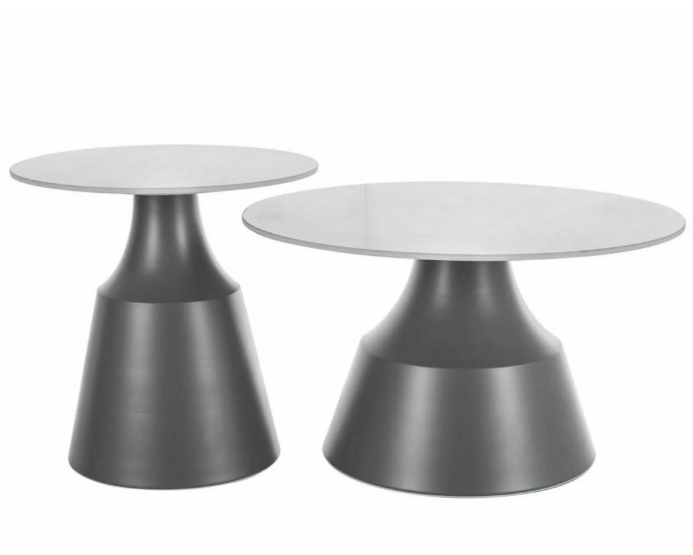 wohnli-moebel-suche-M26162383 Wohnli Möbelsuche - Set aus zwei runden Couchtischen mit Platte in weißer Marmoroptik