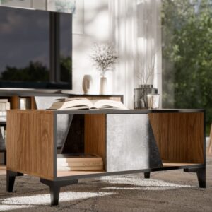 Designer-Couchtisch aus Eiche und dunklem Beton 90 x 50 m 50x39x90cm Holz Braun MSO Möbel Wohnzimmermöbel Couchtische