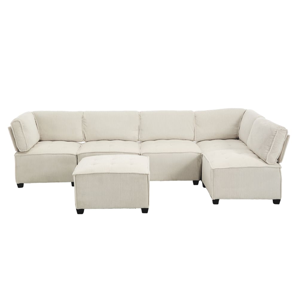 Wohnli Möbelsuche - Modulares Sofa aus Cord mit Seitentaschen 308 cm