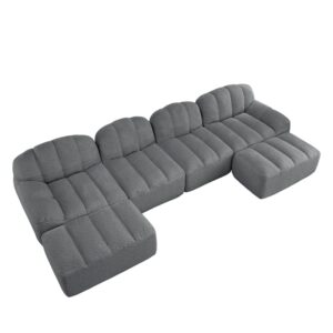 wohnli-moebel-suche-M26162526 Wohnli Möbelsuche - Modulares sofa aus granuliertem fleece mit ottoman