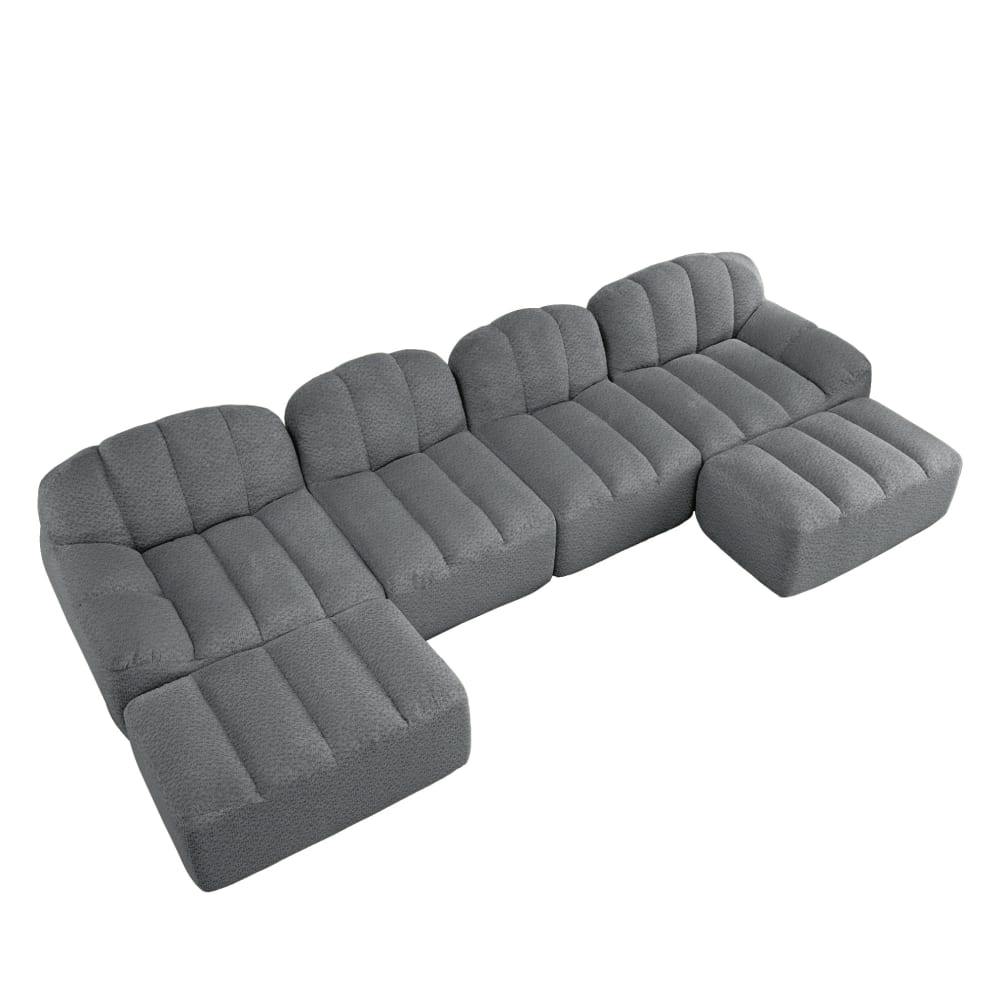 Wohnli Möbelsuche - Modulares sofa aus granuliertem fleece mit ottoman