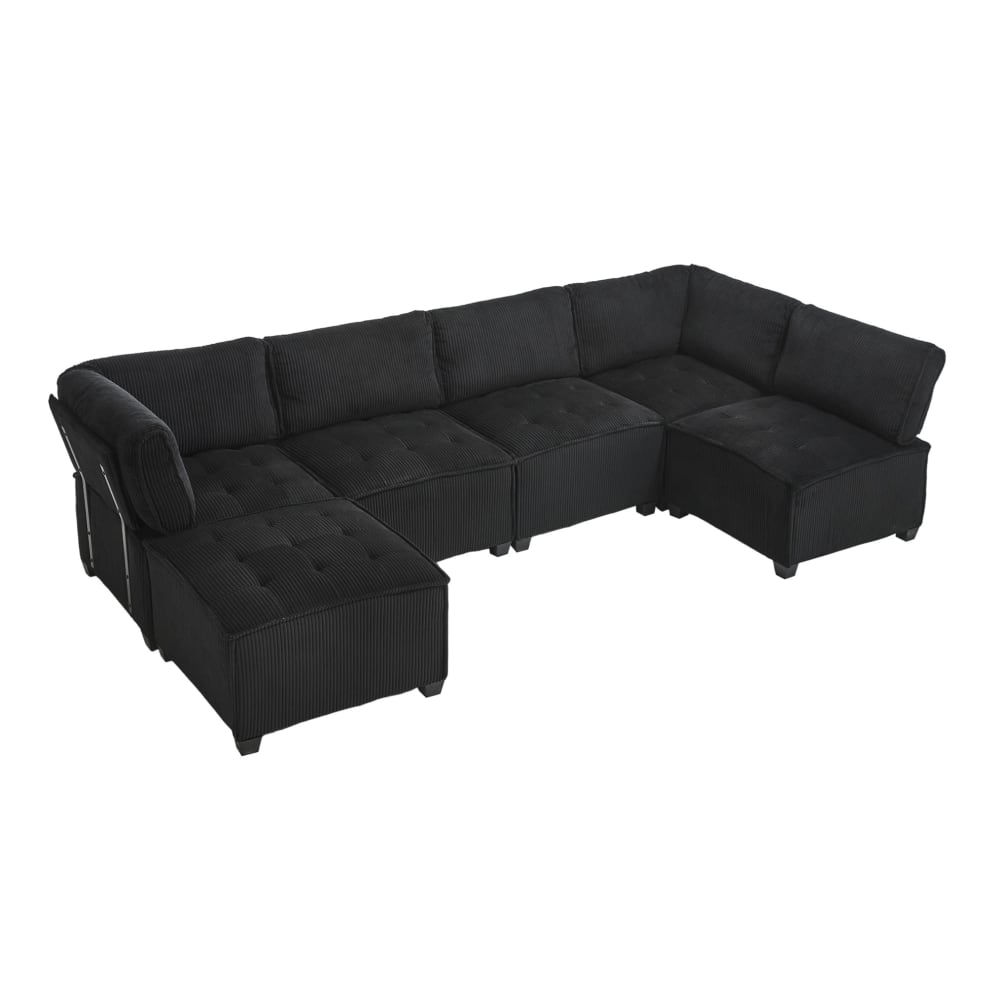 Wohnli Möbelsuche - Modulares Sofa aus Cord mit Seitentaschen 308x154x82 cm