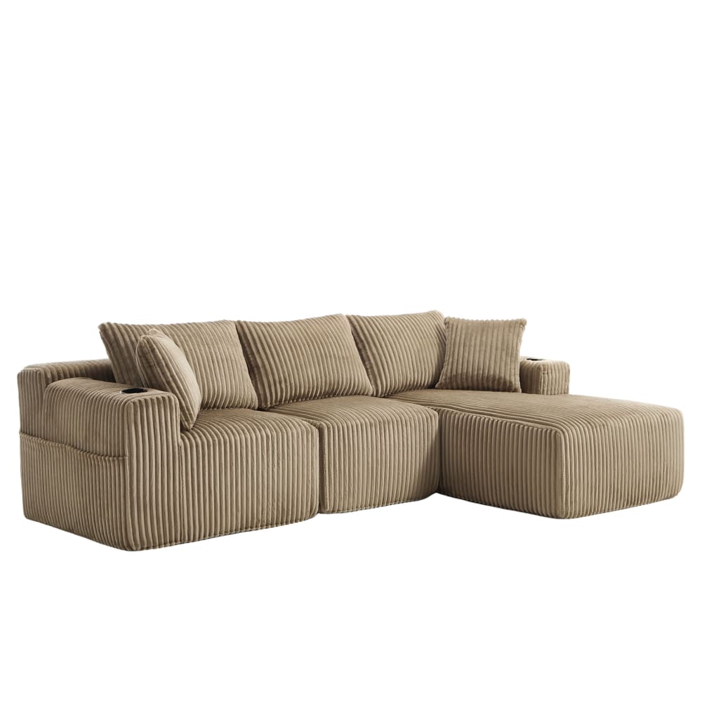 wohnli-moebel-suche-M26162539 Wohnli Möbelsuche - Modulares Sofa aus Cord mit Cupholdern 257x90-160x62 cm