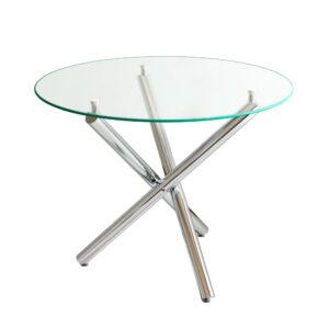 Wohnli Möbelsuche - Esstisch aus Glas und Metall mit Kreuzgestell