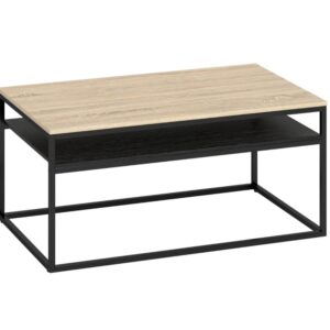 Wohnli Möbelsuche - Couchtisch aus Holz und Metall mit Ablage 100x59