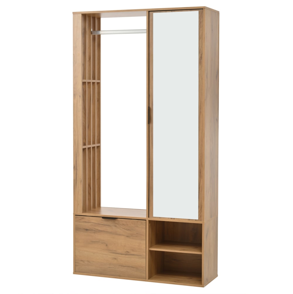 wohnli-moebel-suche-M26162619 Wohnli Möbelsuche - Garderobenschrank aus Spanplatte mit Spiegel 100x33x190 cm