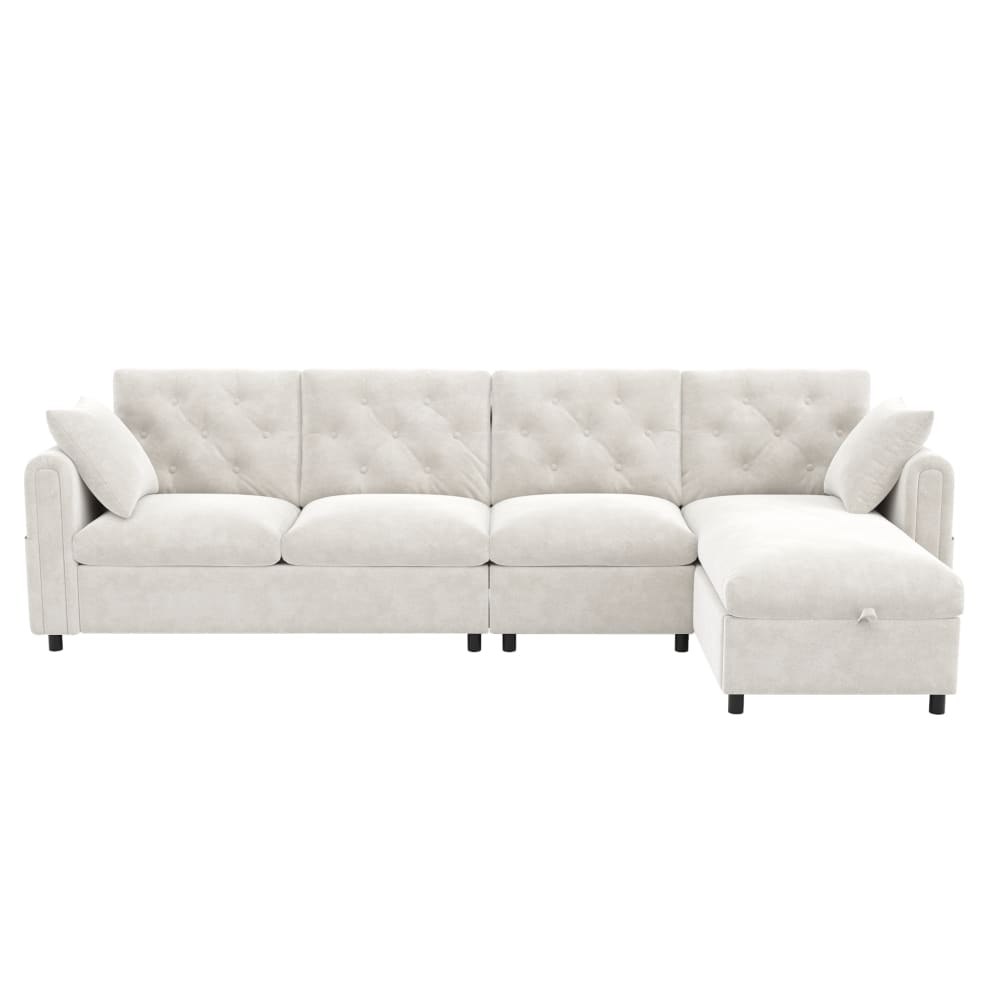 wohnli-moebel-suche-M26162633 Wohnli Möbelsuche - Ecksofa aus Samt mit Schlaffunktion und Stauraum 281x132 cm