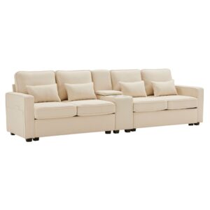 Wohnli Möbelsuche - Sofa aus Leinenstoff mit USB-Anschluss 290x83x88 cm