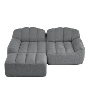 wohnli-moebel-suche-M26162650 Wohnli Möbelsuche - Ecksofa aus granuliertem Fleece mit Ottoman 210x165x79 cm