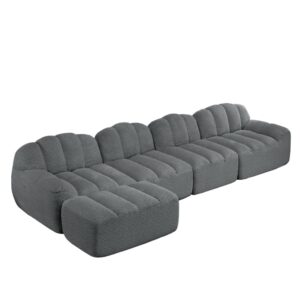 wohnli-moebel-suche-M26162654 Wohnli Möbelsuche - Modulares sofa aus Fleece mit Ottoman 366x165x79 cm