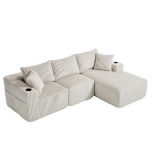 wohnli-moebel-suche-M26162658 Wohnli Möbelsuche - Modulares Sofa aus Cord mit Cupholdern 257x160x62 cm