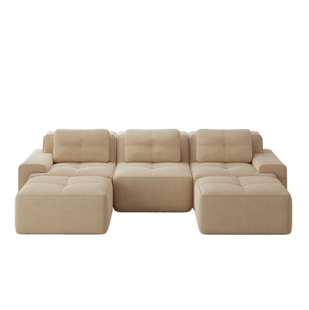 Wohnli Möbelsuche - Modulares Sofa aus Cord mit Ottoman 293x177x69 cm