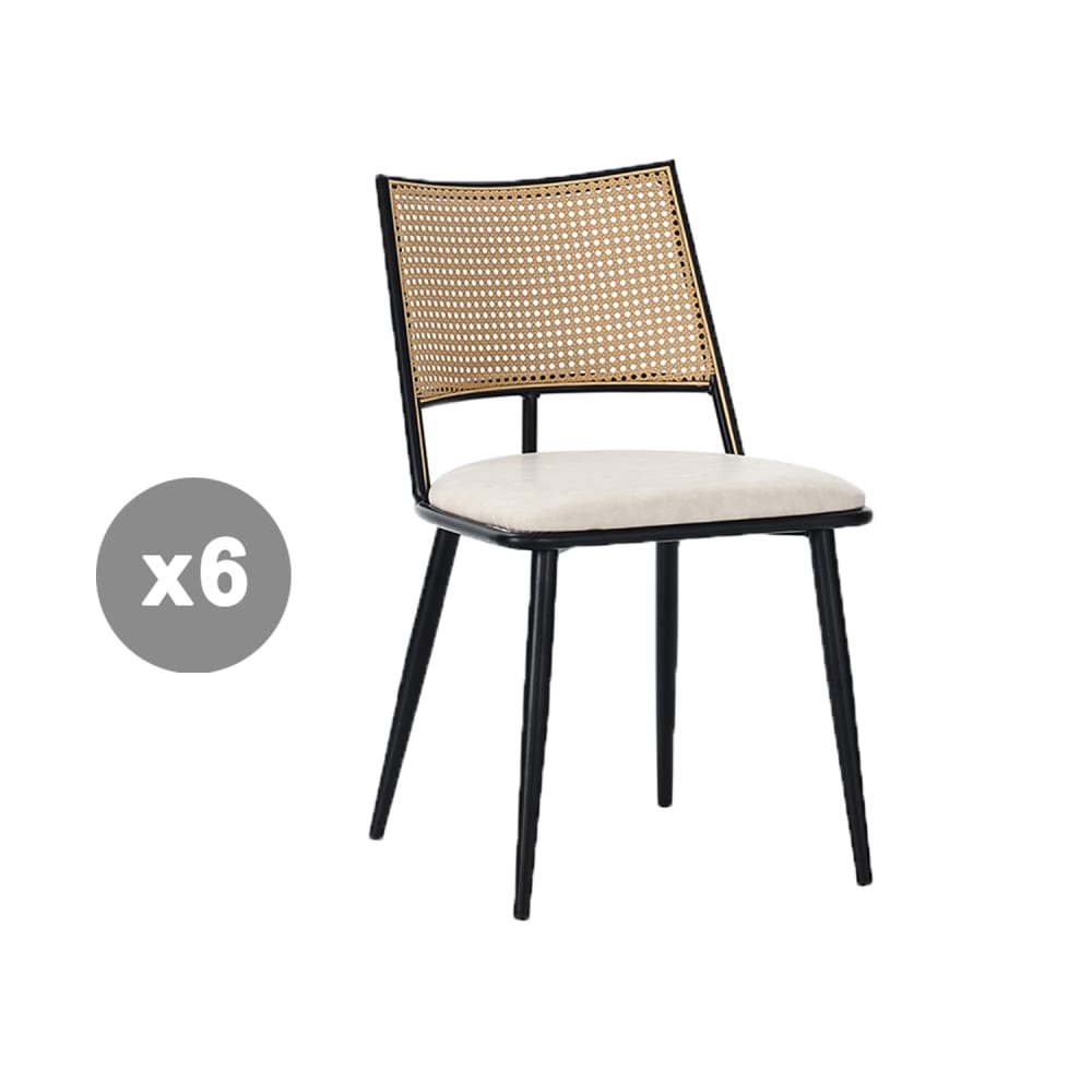 wohnli-moebel-suche-M26163237 Wohnli Möbelsuche - 6er-Set Esszimmerstühle mit Rattan-Rückenlehne