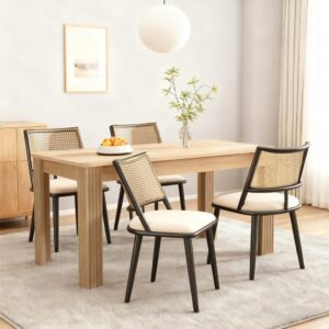 wohnli-moebel-suche-M26163241-1 4er-Set Esszimmerstühle mit Rattan-Rückenlehne 50x80x48cm Rattan Schwarz Meubles Cosy Möbel Esszimmermöbel Stühle