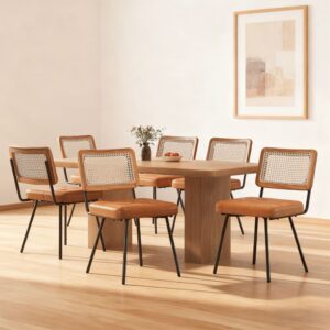 wohnli-moebel-suche-M26163248-1 Set mit 2 Esszimmerstühlen mit Rattan-Rückenlehne 61x79x46cm Metall Braun Meubles Cosy Möbel Esszimmermöbel Stühle