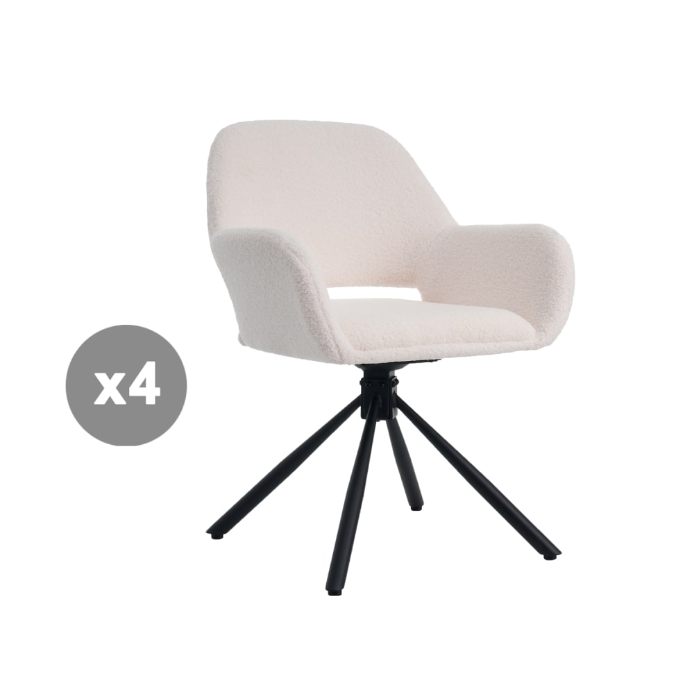 Wohnli Möbelsuche - 4er-Set 360°-Drehstühle mit Massivholzbeinen