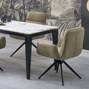 wohnli-moebel-suche-M26164429-1 Drehstuhl aus beigem Stoff und schwarzem Metallgestell 60x88x60cm Stoff Beige MSO Möbel Esszimmermöbel Stühle