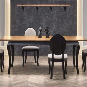 Barocker schwarzer und ausziehbarer Holztisch 160–200 cm 160x76x90cm Holz Braun MSO Möbel Esszimmermöbel Esstische
